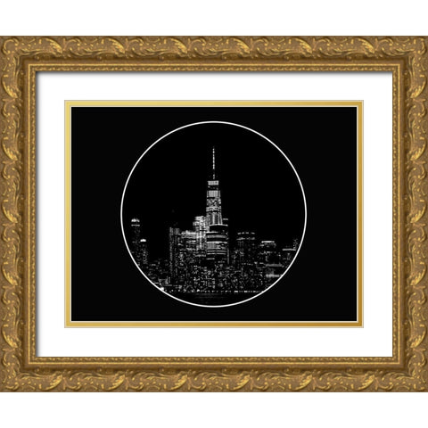 Dark New York Gold Ornate Wood Framed Art Print with Double Matting by Phillip, Jamie