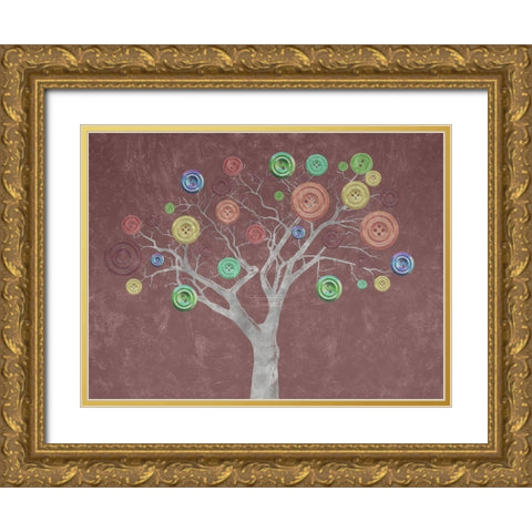 Button Tree Gold Ornate Wood Framed Art Print with Double Matting by Phillip, Jamie