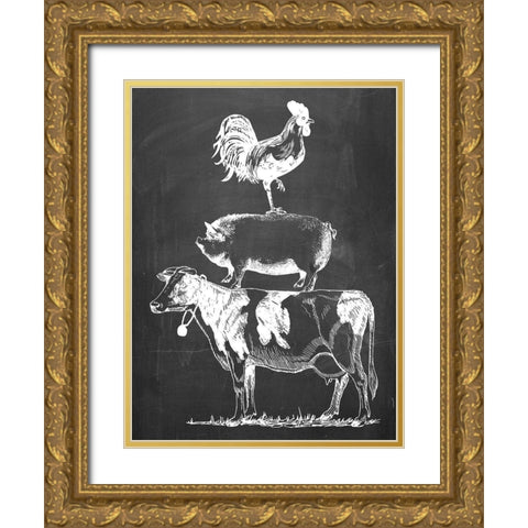 Farm Animals Gold Ornate Wood Framed Art Print with Double Matting by Phillip, Jamie