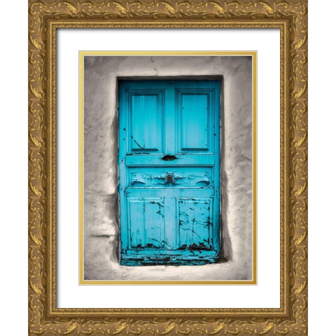 Blue Cottage Gold Ornate Wood Framed Art Print with Double Matting by Phillip, Jamie