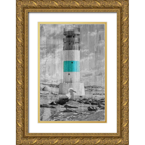 Lighthouse Gold Ornate Wood Framed Art Print with Double Matting by Phillip, Jamie
