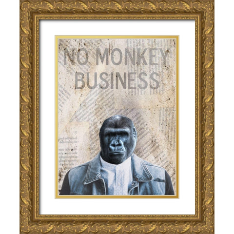 Monkey Business Gold Ornate Wood Framed Art Print with Double Matting by Phillip, Jamie