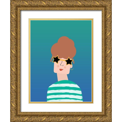 Pretty Woman Gold Ornate Wood Framed Art Print with Double Matting by Phillip, Jamie