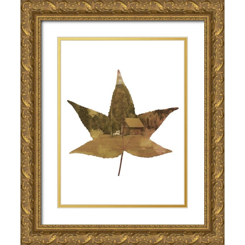 Cottage Leaf 2 Gold Ornate Wood Framed Art Print with Double Matting by Phillip, Jamie