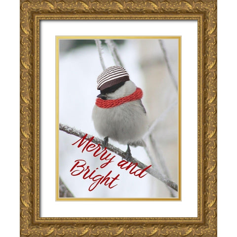 Christmas Bird Gold Ornate Wood Framed Art Print with Double Matting by Phillip, Jamie