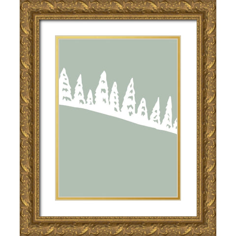 Winter Ski Gold Ornate Wood Framed Art Print with Double Matting by Phillip, Jamie