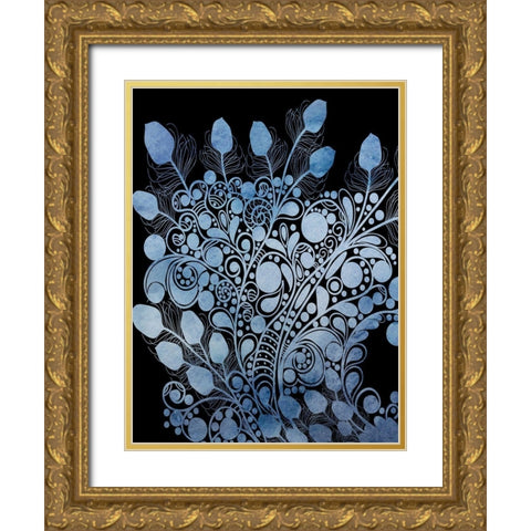 Peacock Feathers 1 Gold Ornate Wood Framed Art Print with Double Matting by Phillip, Jamie