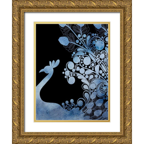 Peacock Tail 3 Gold Ornate Wood Framed Art Print with Double Matting by Phillip, Jamie