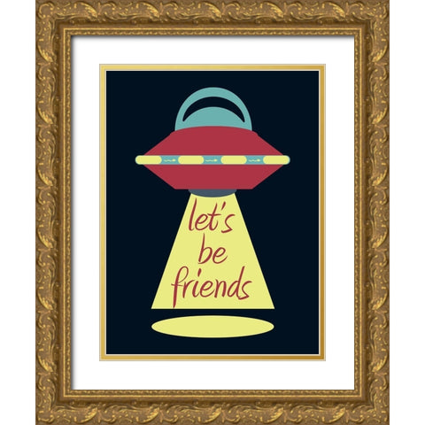 Space Friends Gold Ornate Wood Framed Art Print with Double Matting by Phillip, Jamie