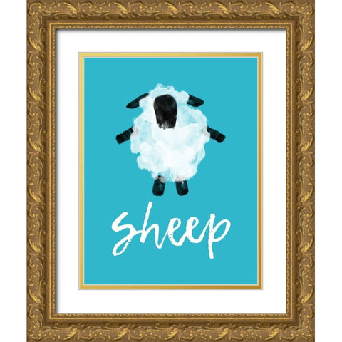 Sheep Gold Ornate Wood Framed Art Print with Double Matting by Phillip, Jamie