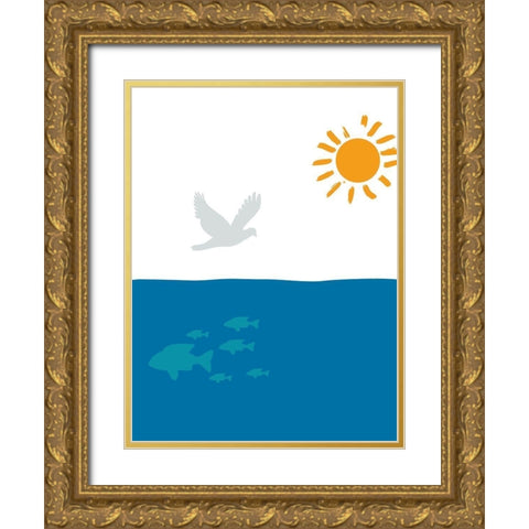 Oceans Gold Ornate Wood Framed Art Print with Double Matting by Phillip, Jamie