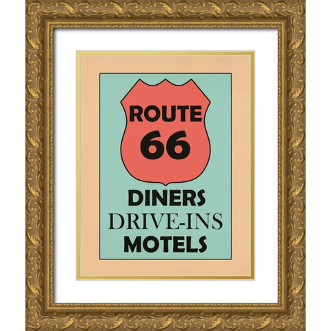 Route 66 Gold Ornate Wood Framed Art Print with Double Matting by Phillip, Jamie