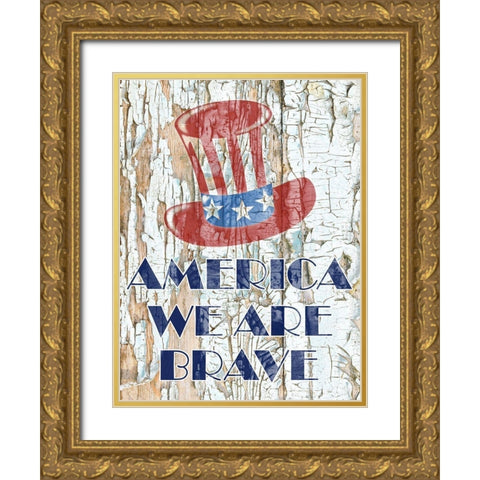 Brave American Gold Ornate Wood Framed Art Print with Double Matting by Phillip, Jamie
