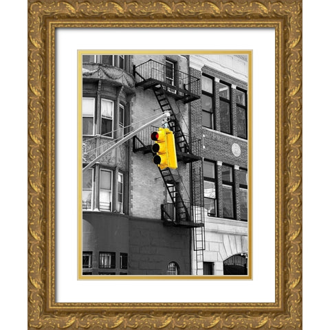 Traffic Lights Gold Ornate Wood Framed Art Print with Double Matting by Phillip, Jamie