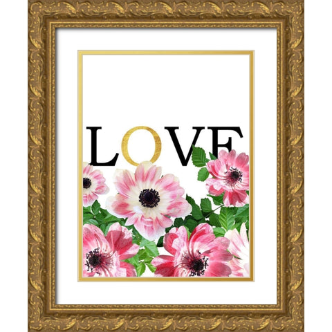 Pink Love Gold Ornate Wood Framed Art Print with Double Matting by Phillip, Jamie
