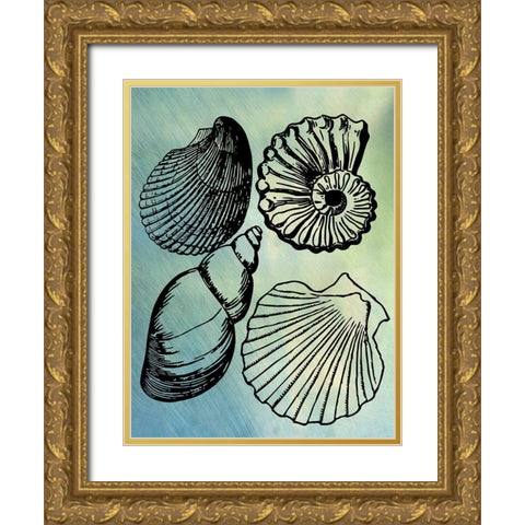 Bath Shells Gold Ornate Wood Framed Art Print with Double Matting by Phillip, Jamie