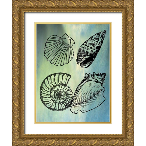 Bath SheIls Gold Ornate Wood Framed Art Print with Double Matting by Phillip, Jamie