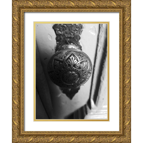 Door Knob 1 Gold Ornate Wood Framed Art Print with Double Matting by Phillip, Jamie