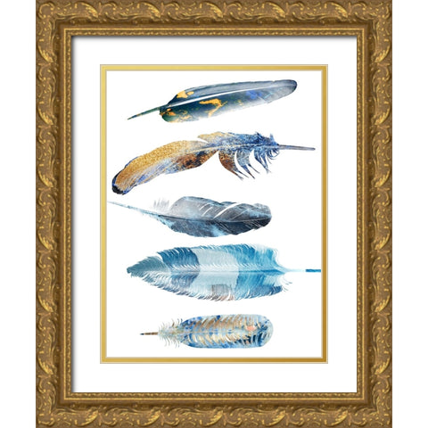 Feather Fluff Gold Ornate Wood Framed Art Print with Double Matting by Phillip, Jamie