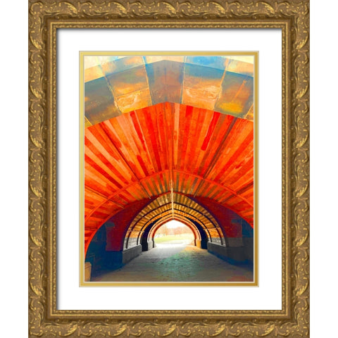 Red Tunnel Gold Ornate Wood Framed Art Print with Double Matting by Phillip, Jamie