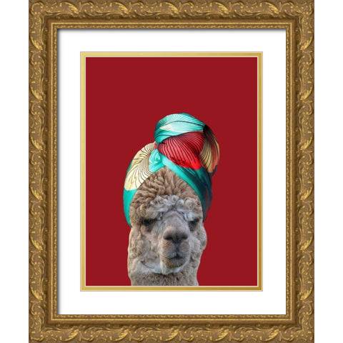Beauty Llama Gold Ornate Wood Framed Art Print with Double Matting by Phillip, Jamie