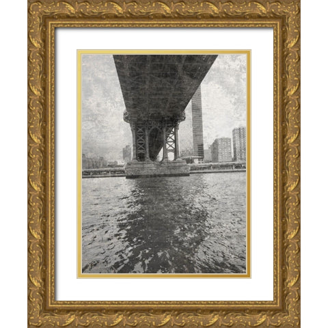 MANHT BRDG Gold Ornate Wood Framed Art Print with Double Matting by Phillip, Jamie