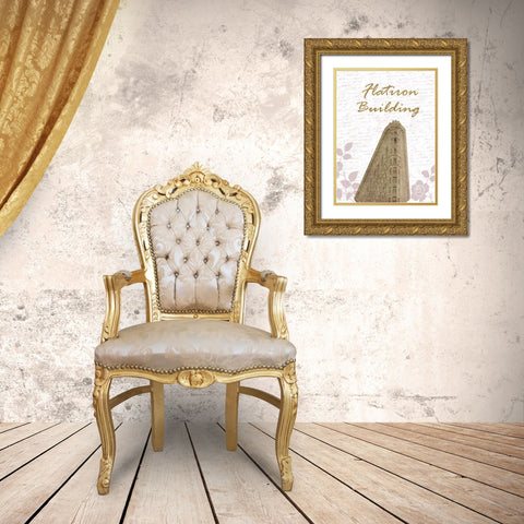 Flatiron NY Gold Ornate Wood Framed Art Print with Double Matting by Phillip, Jamie