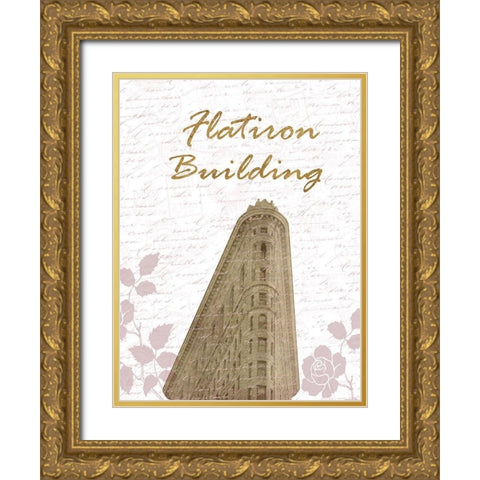 Flatiron NY Gold Ornate Wood Framed Art Print with Double Matting by Phillip, Jamie