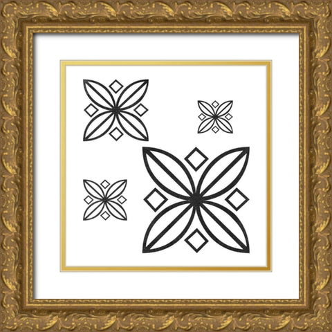 Pattern Flower Gold Ornate Wood Framed Art Print with Double Matting by Phillip, Jamie
