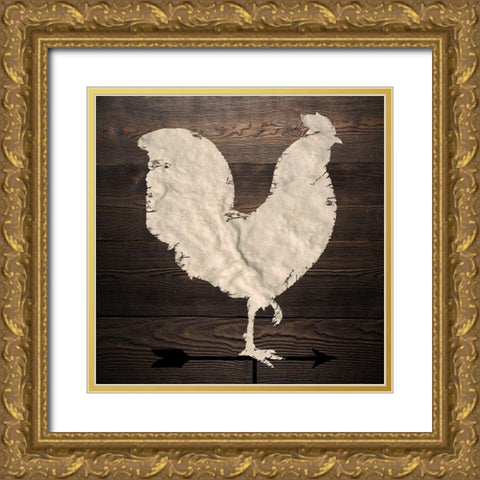 Rooster Gold Ornate Wood Framed Art Print with Double Matting by Phillip, Jamie