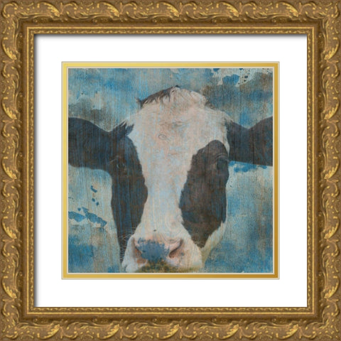 Cow On The Farm Gold Ornate Wood Framed Art Print with Double Matting by Phillip, Jamie