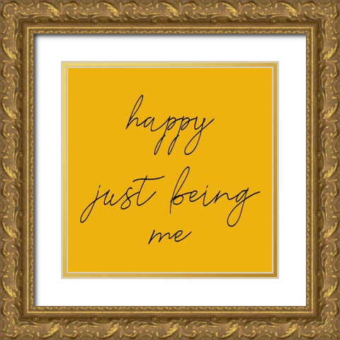 Happy Gold Ornate Wood Framed Art Print with Double Matting by Phillip, Jamie