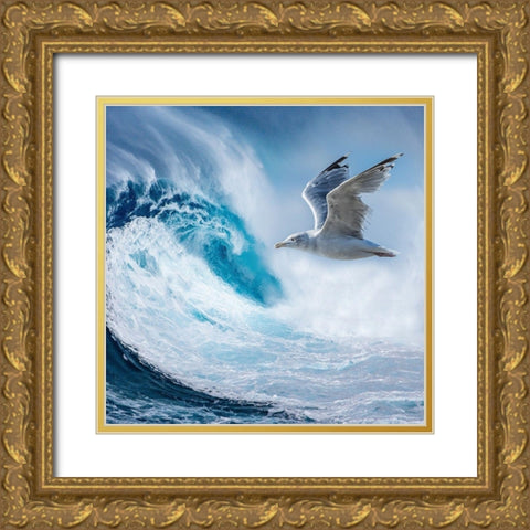 Big Wave Gold Ornate Wood Framed Art Print with Double Matting by Phillip, Jamie