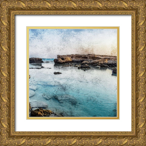 Coastal Rock Gold Ornate Wood Framed Art Print with Double Matting by Phillip, Jamie
