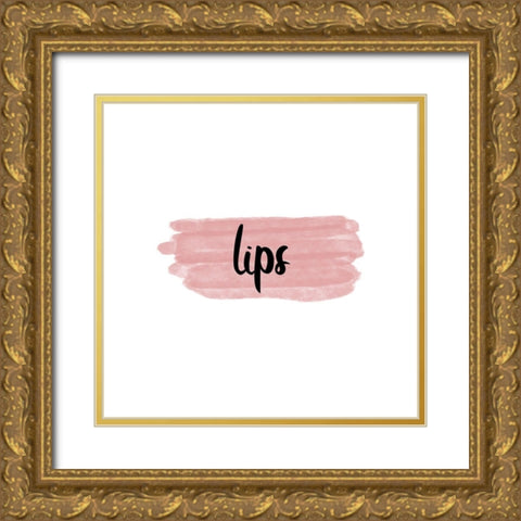 Lips Gold Ornate Wood Framed Art Print with Double Matting by Phillip, Jamie
