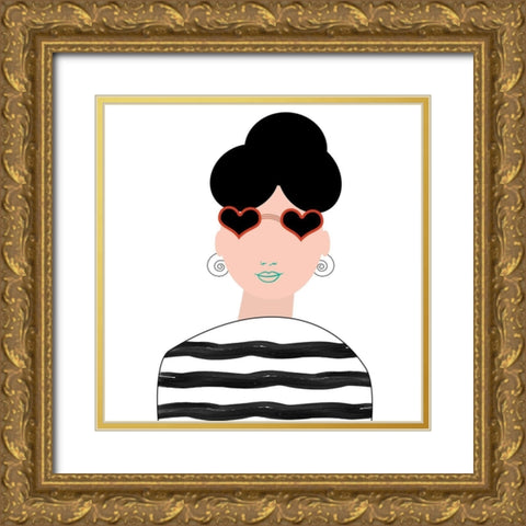 Girly 2 Gold Ornate Wood Framed Art Print with Double Matting by Phillip, Jamie