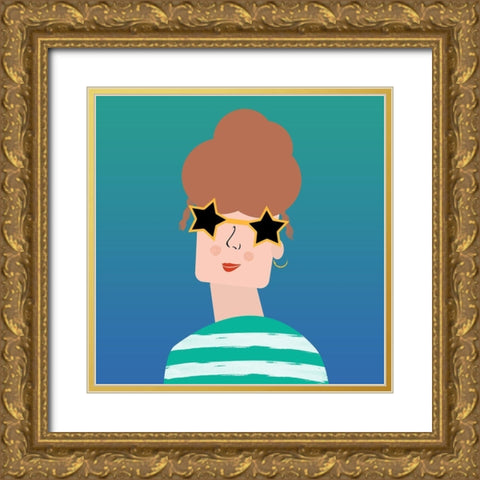 Girly 3 Gold Ornate Wood Framed Art Print with Double Matting by Phillip, Jamie