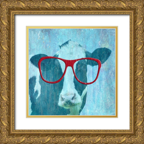 Daisy Cow 2 Gold Ornate Wood Framed Art Print with Double Matting by Phillip, Jamie
