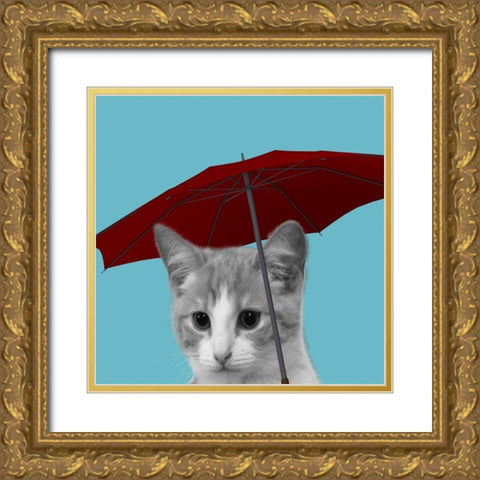 House Cat Gold Ornate Wood Framed Art Print with Double Matting by Phillip, Jamie