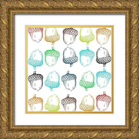 Acorn Gold Ornate Wood Framed Art Print with Double Matting by Phillip, Jamie