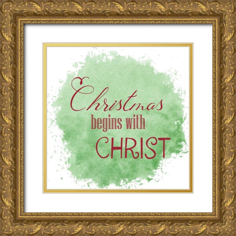 Jesus Christmas Gold Ornate Wood Framed Art Print with Double Matting by Phillip, Jamie