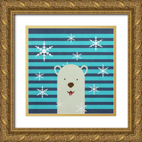 Snow Bear Gold Ornate Wood Framed Art Print with Double Matting by Phillip, Jamie