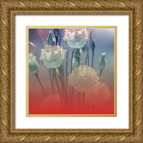 Xray Roses Gold Ornate Wood Framed Art Print with Double Matting by Phillip, Jamie