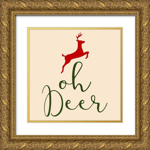Oh Deer Gold Ornate Wood Framed Art Print with Double Matting by Phillip, Jamie