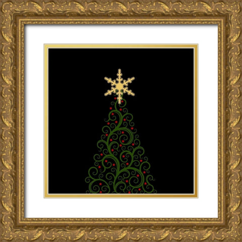 Christmas Tree Gold Ornate Wood Framed Art Print with Double Matting by Phillip, Jamie