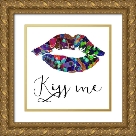 Kiss Me Gold Ornate Wood Framed Art Print with Double Matting by Phillip, Jamie