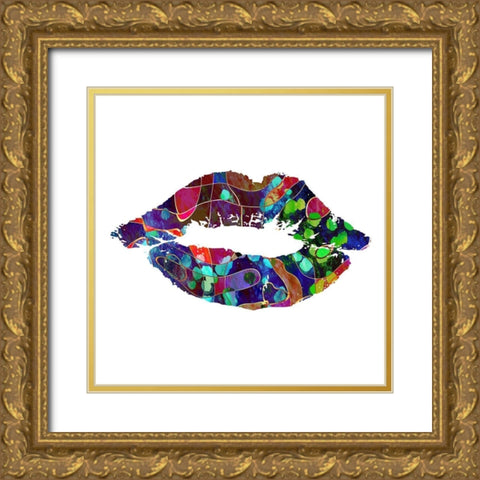 Lips Gold Ornate Wood Framed Art Print with Double Matting by Phillip, Jamie