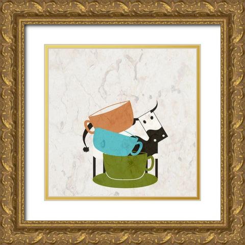 Coffee Bull Gold Ornate Wood Framed Art Print with Double Matting by Phillip, Jamie