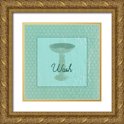 Bath Sink Gold Ornate Wood Framed Art Print with Double Matting by Phillip, Jamie