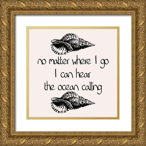 Black Ink Coastal  Gold Ornate Wood Framed Art Print with Double Matting by Phillip, Jamie
